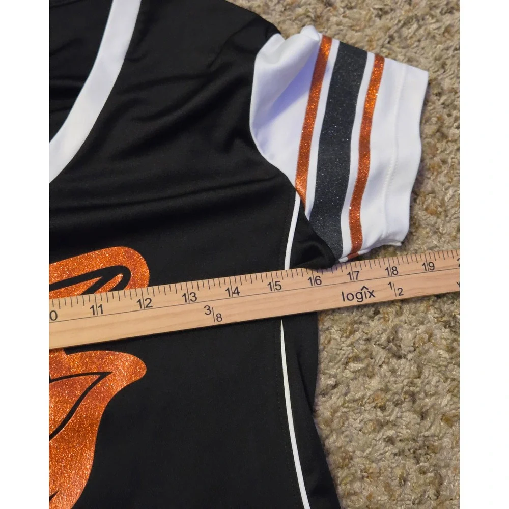MLB Short Sleeve Baltimore Orioles T-Shirt Womens Size Small‎ Black White Orange